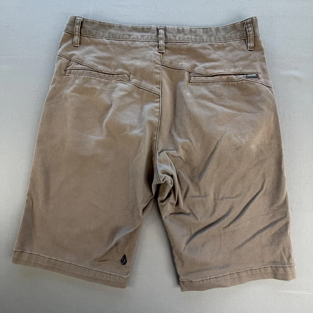 Volcom Chino Shorts Mens 32 Brown Cotton Polyester Spandex 10 Inseam Stretch